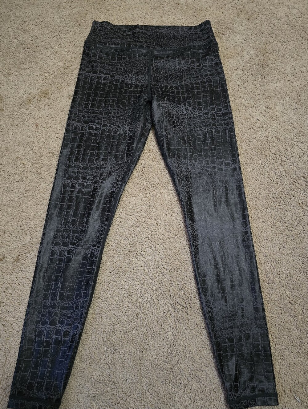 Zyia Black Croc-Embossed High-Rise Women’s Leggings